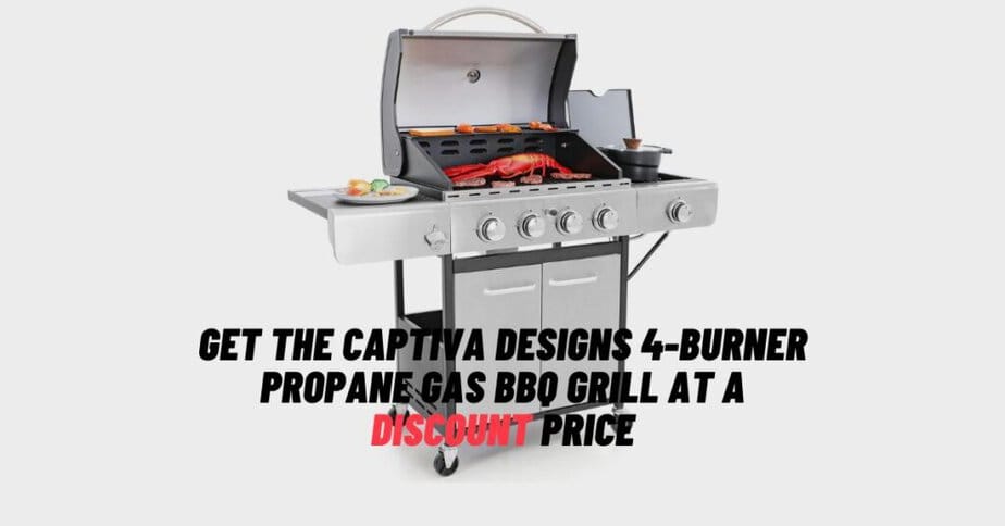 Captiva Designs 4-Burner Propane Gas BBQ Grill with Side Burner