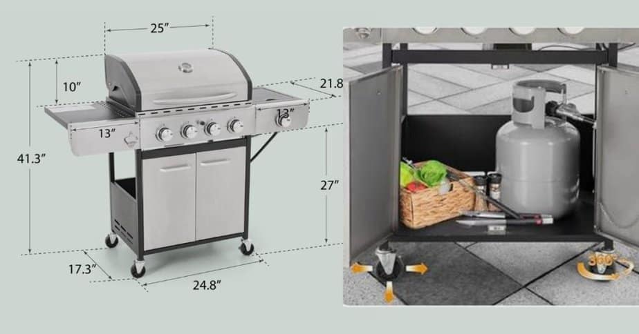 Features of Captiva Designs 4-Burner Propane Gas BBQ Grill